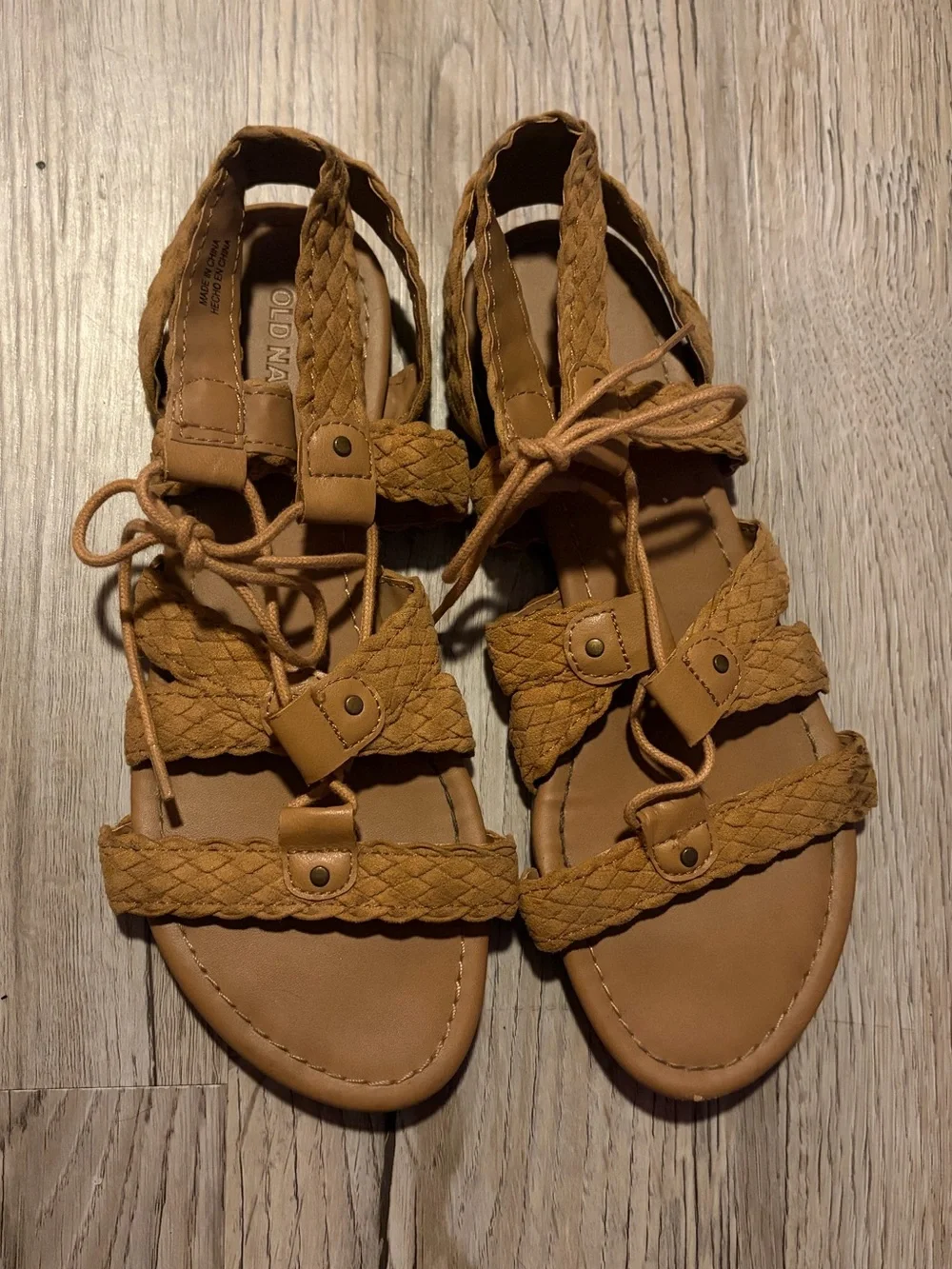 Old Navy Tan Braided Lace-Up Gladiator Sandals